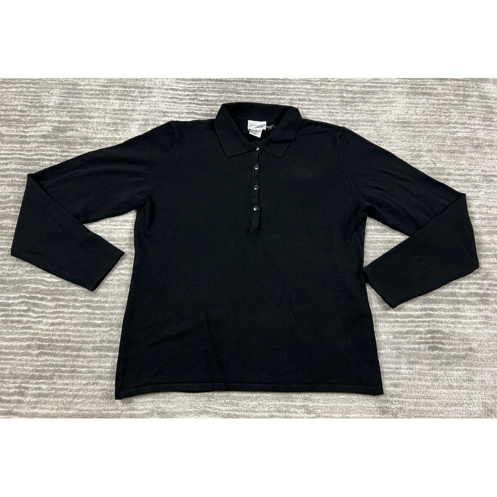 Kim Rogers Signature Top Womens‎ Large Black Longsleeve Polo Collared